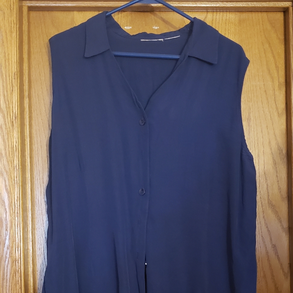 Navy Blue button up tank top